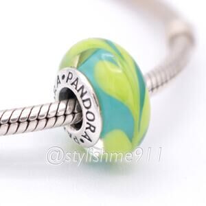 Authentic PANDORA Aqua and Green Swirl Charm - 790673